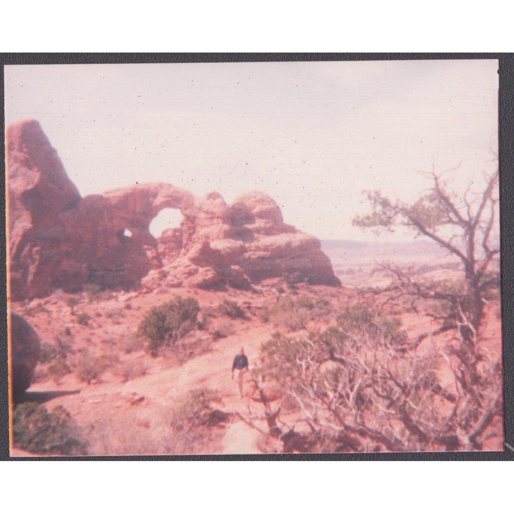 Kodak Color Photo 1989 Arches National Park Utah Natural Arch Hiker
